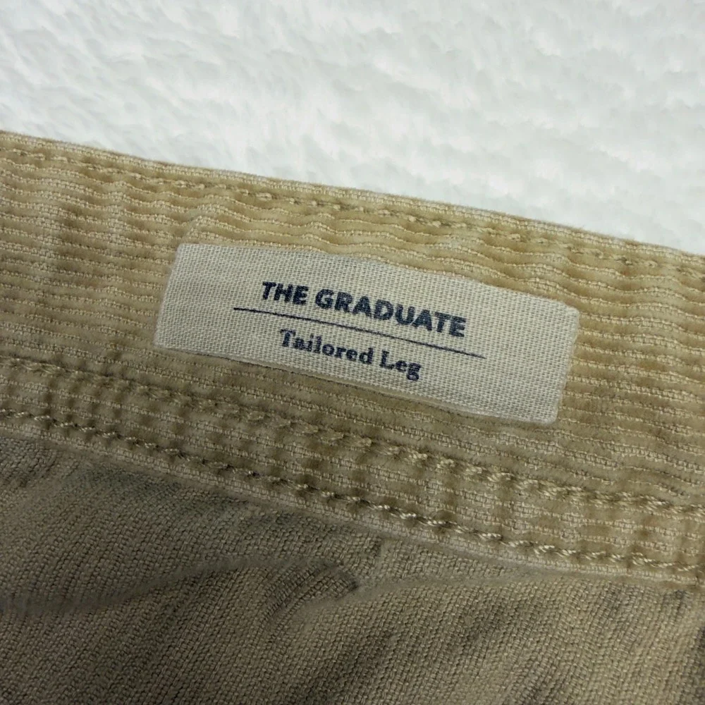 AG Adriano Goldschmied Graduate Corduroy Pants Mens 32x34 Tan Khaki Tailored Leg